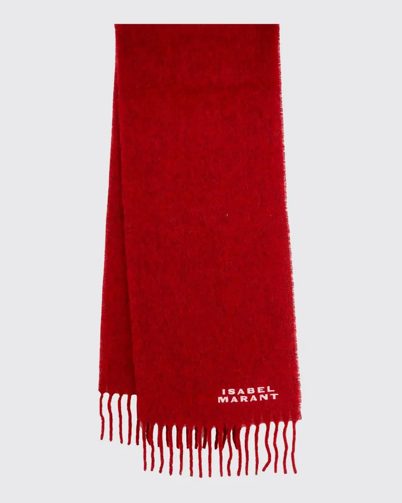 Isabel Marant Firny Schal aus Alpaka-Wollmischung mit gesticktem Logo und Fransen Burgunderrot
