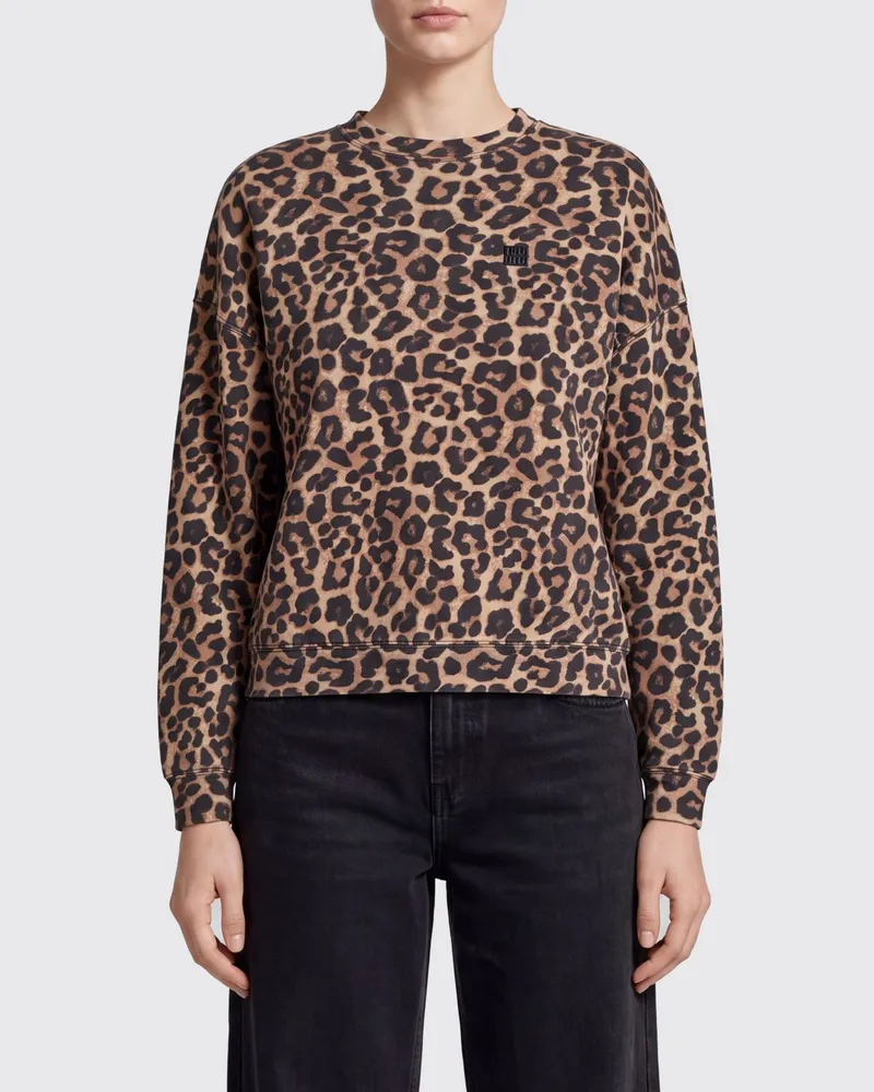 Anine Bing Baumwoll-Sweatshirt mit Rundhalsausschnitt und durchgehendem Animal-Print Savannah