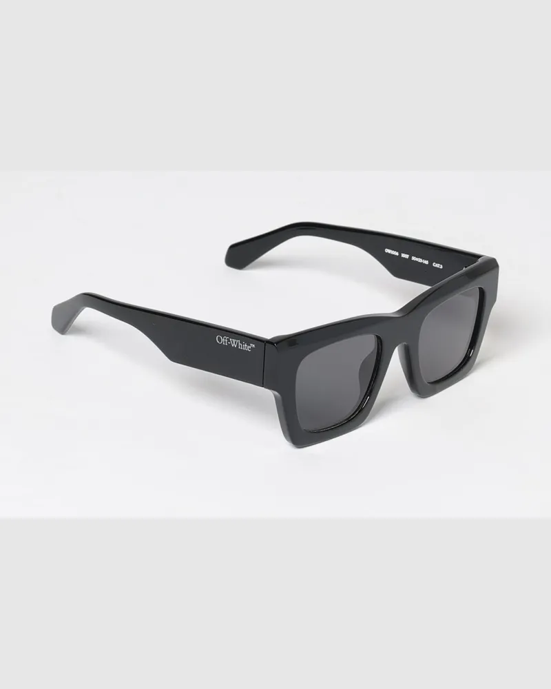 OFF-WHITE Rechteckige Davie Sonnenbrille aus Acetat mit aufgedrucktem Logo Schwarz