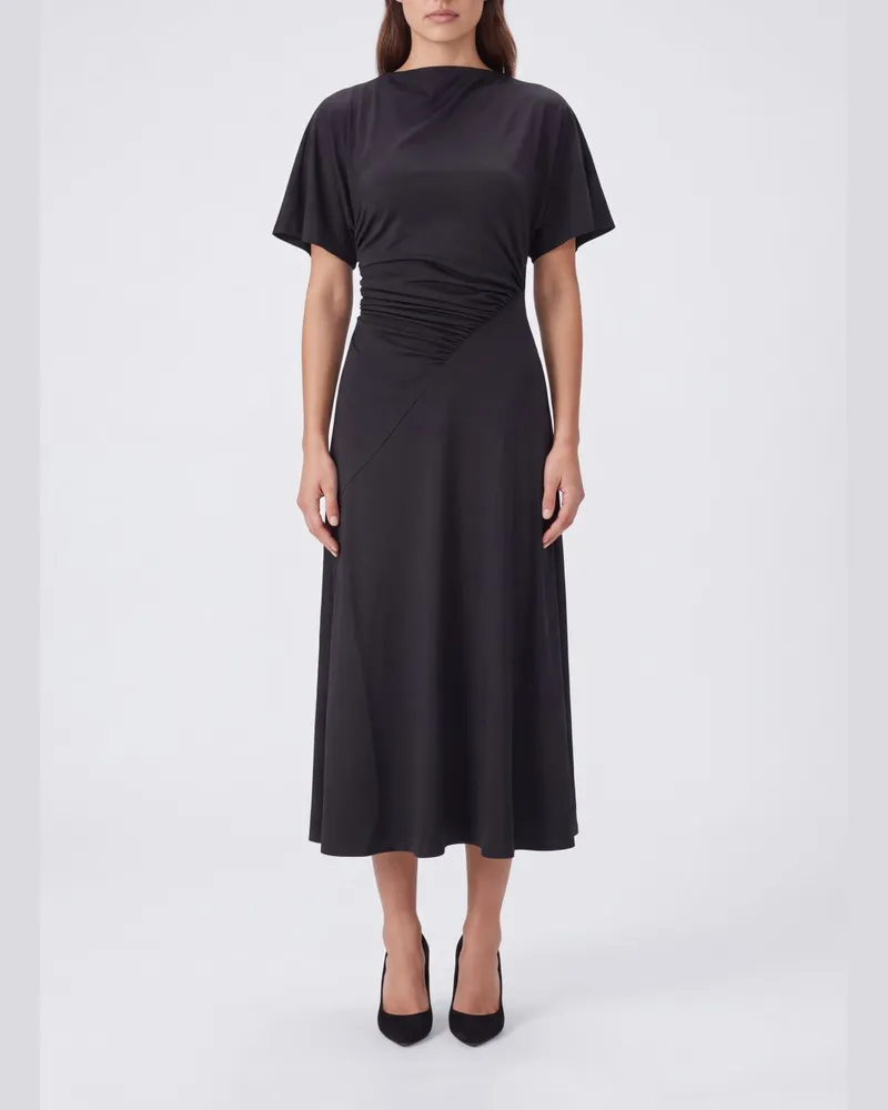 Victoria Beckham Midi-Etuikleid Blousey von aus Jersey Schwarz