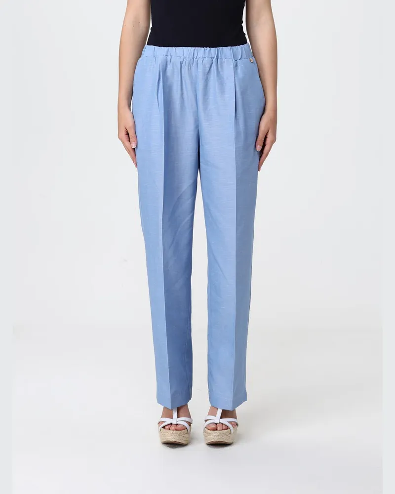 Liu Jo Gerade Hose aus Leinenmischung Blau