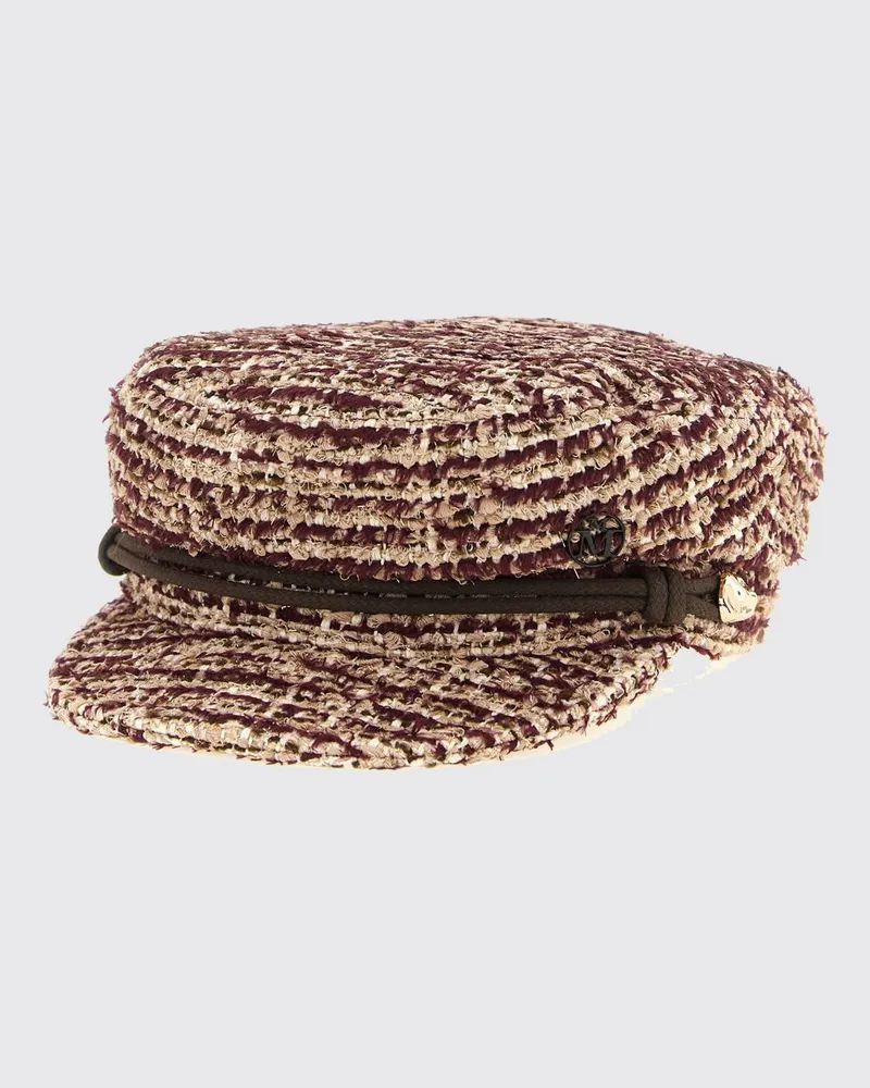 Maison Michel Schirmmütze New Abby aus Tweed mit Schirm Burgunderrot