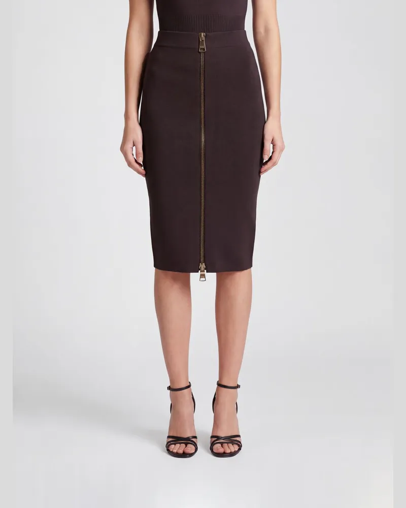 Elisabetta Franchi Hoch taillierter Midi-Bleistiftrock von aus Jersey Braun
