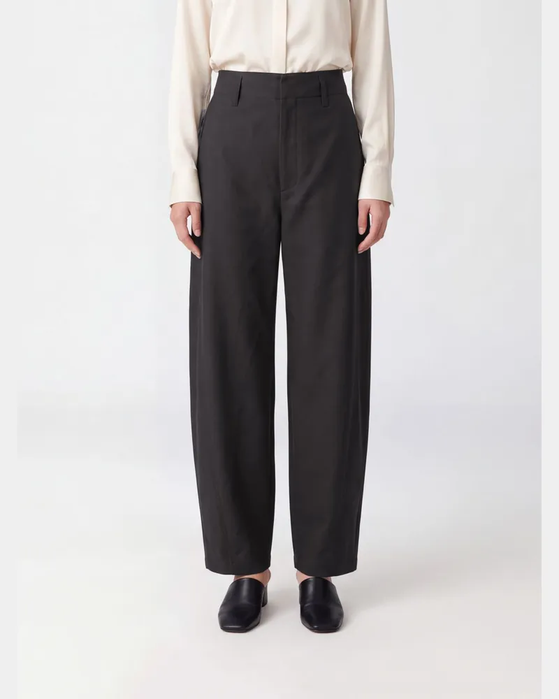 Christophe Lemaire Weit geschnittene Baumwollhose mit hohem Bund Braun