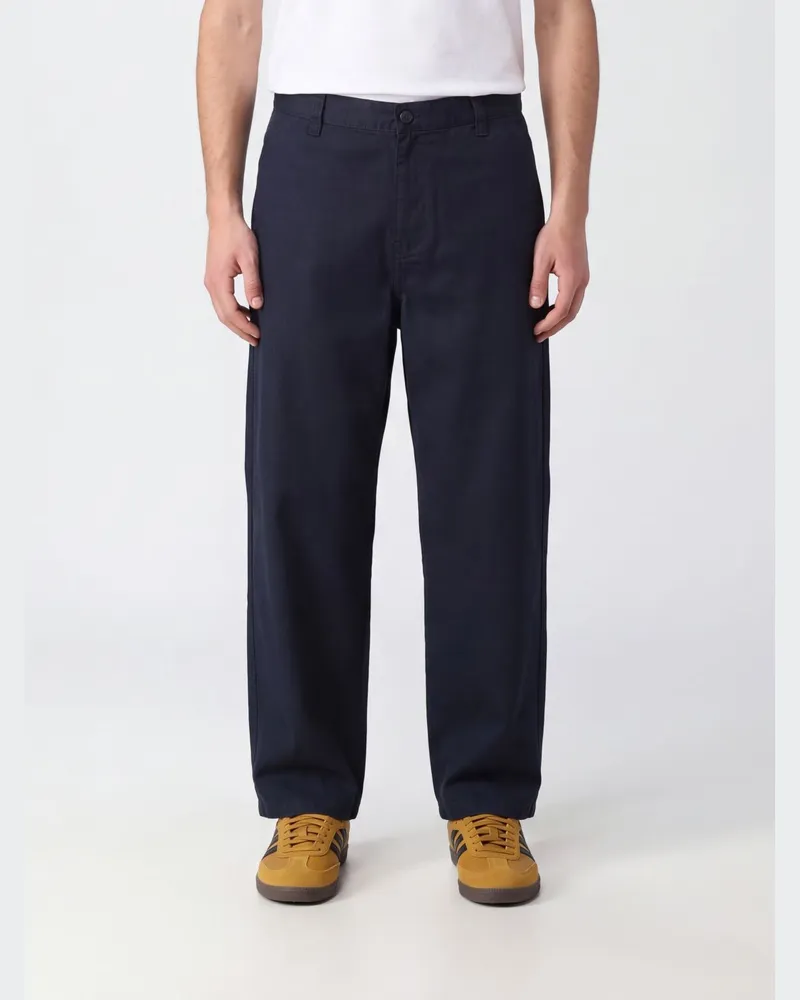 Carhartt WIP Brady Wide Leg Baumwollhose von mit Logo hinten Navy