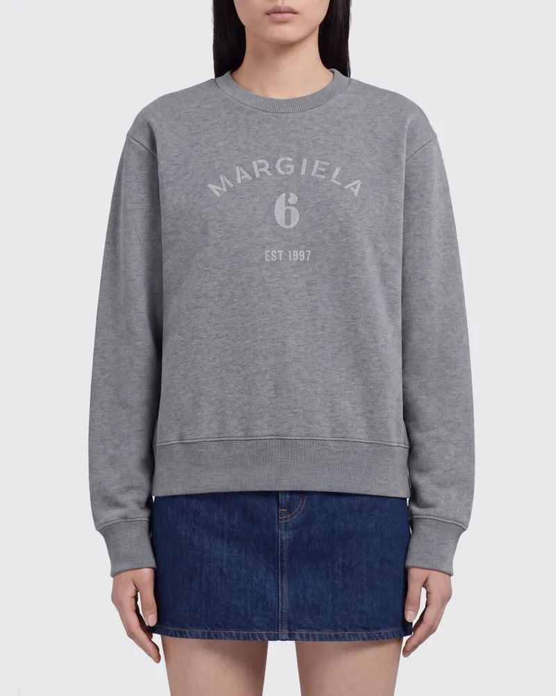 Maison Margiela Rundhals-Sweatshirt aus Baumwolle mit Jacquard-Logo Grau