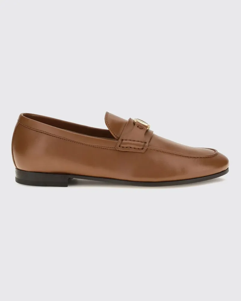 Valentino Garavani Penny Loafer aus Glattkalbsleder mit VLogo Signature-Logo Tabak