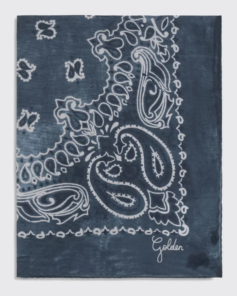 Golden Goose Seiden-Bandana mit abstraktem Print und Paisley-Muster Denim