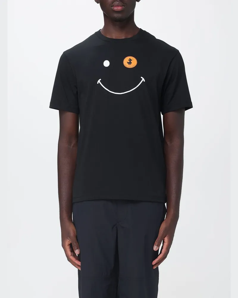 Save The Duck Baumwoll-T-Shirt mit Rundhalsausschnitt und kontrastierendem Frontlogo Schwarz