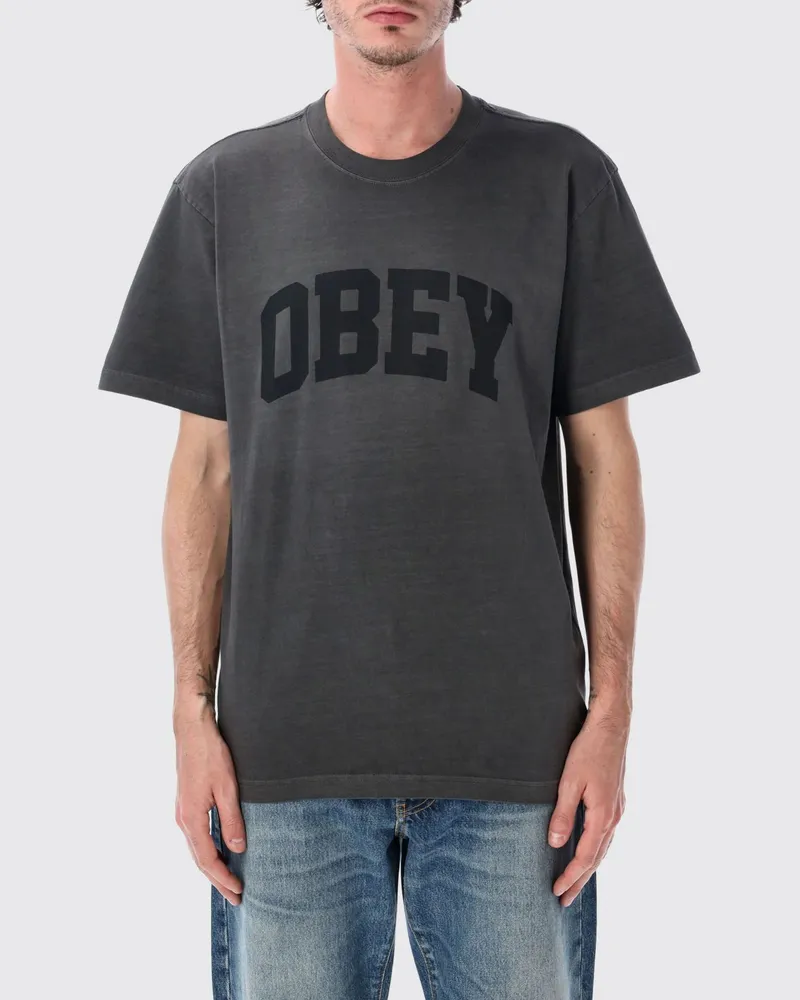 Obey Bedrucktes Baumwoll-T-Shirt Grau
