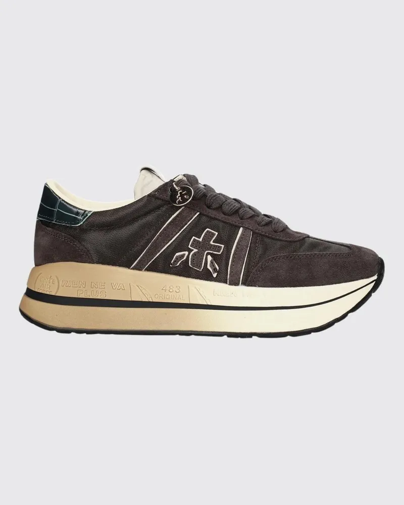 Premiata Bethcoin Sneaker aus Wildleder und Mesh mit Color-Block-Design und Plateausohle Braun