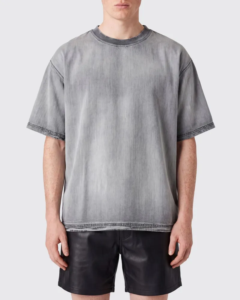 Diesel Relaxed Fit Lyocell-T-Shirt von mit abstraktem Druck und Rundhalsausschnitt Grau