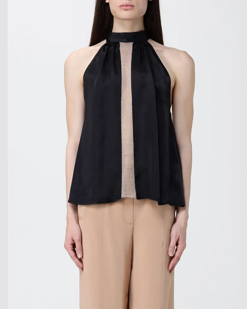 Simona Corsellini Top aus Satin und Strass Schwarz