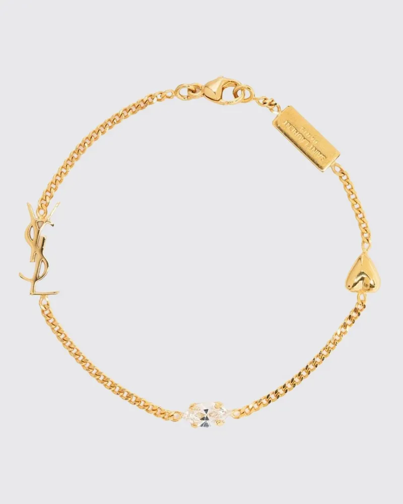 Saint Laurent Opyum Armband aus Messing mit YSL-Monogramm und Kristallen Gold
