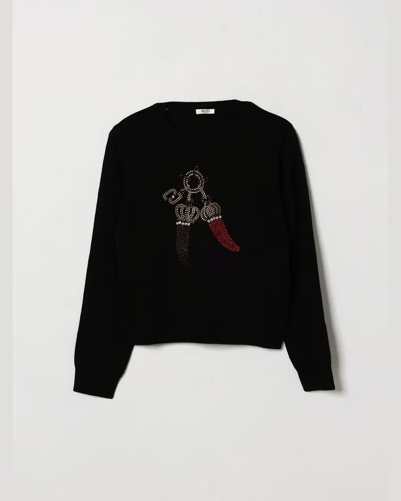 Liu Jo Wollmisch-Pullover von für Mädchen mit Stickerei und Strass-Applikationen Schwarz