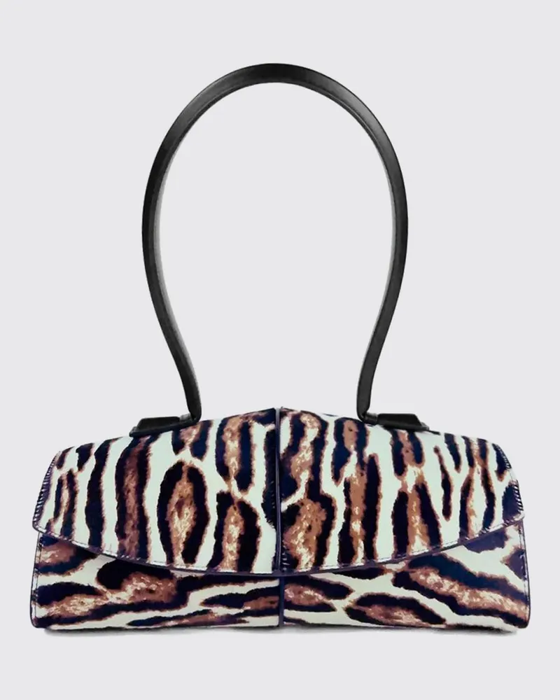 Jil Sander Linea Schultertasche von aus Ponyfell mit Animal-Print und Rohrgriff Braun