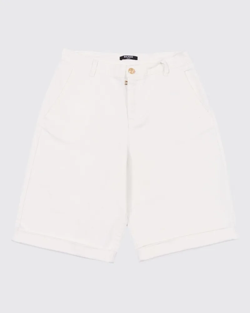 Balmain 5-Pocket-Jeansshorts für Jungen in Knielänge mit Umschlag Weiß