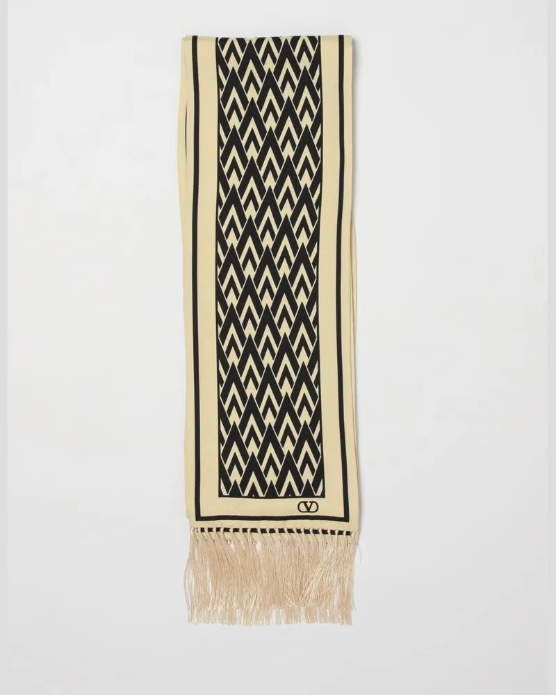 Valentino Garavani Seidentwill-Schal mit Monogramm-Print Beige