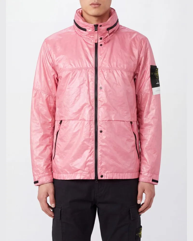 Stone Island Wasserfeste Nylon-Windjacke mit verstaubarer Kapuze Pink