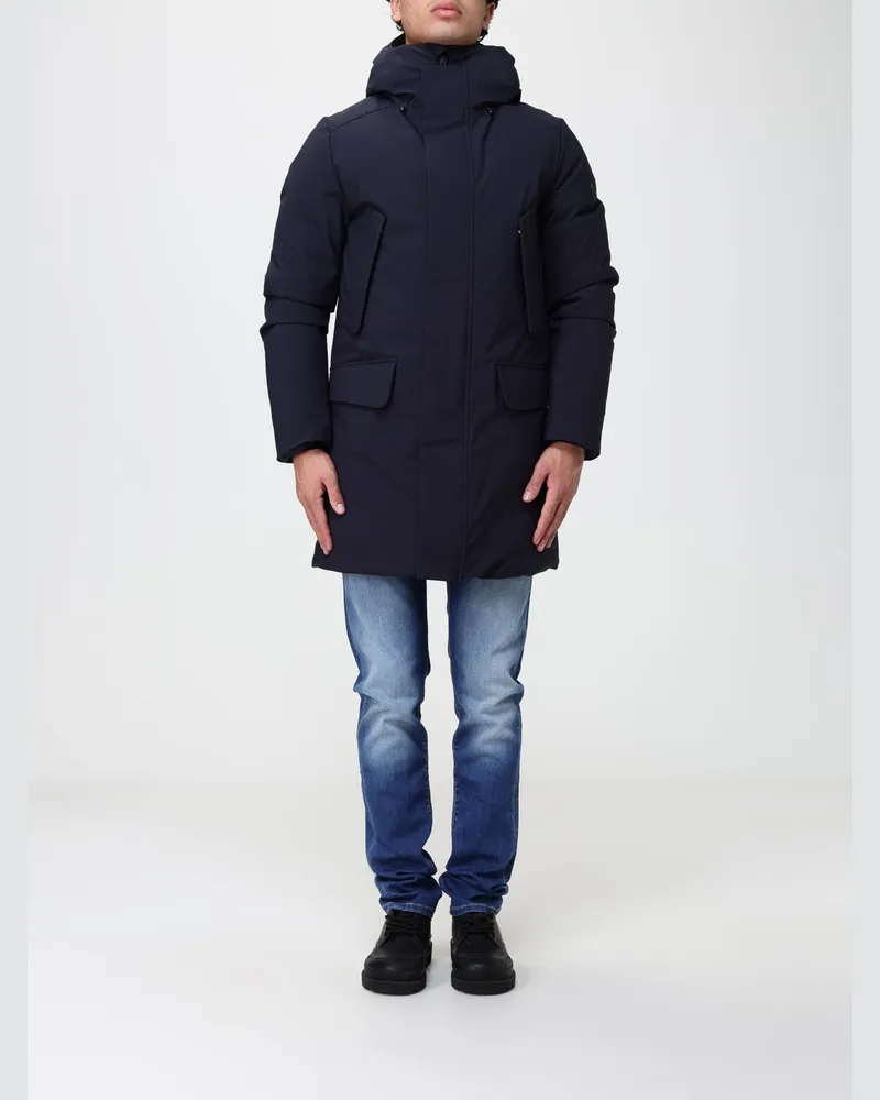 Save The Duck Knielanger Softshell-Parka von mit Kapuze und hohem Kragen Navy