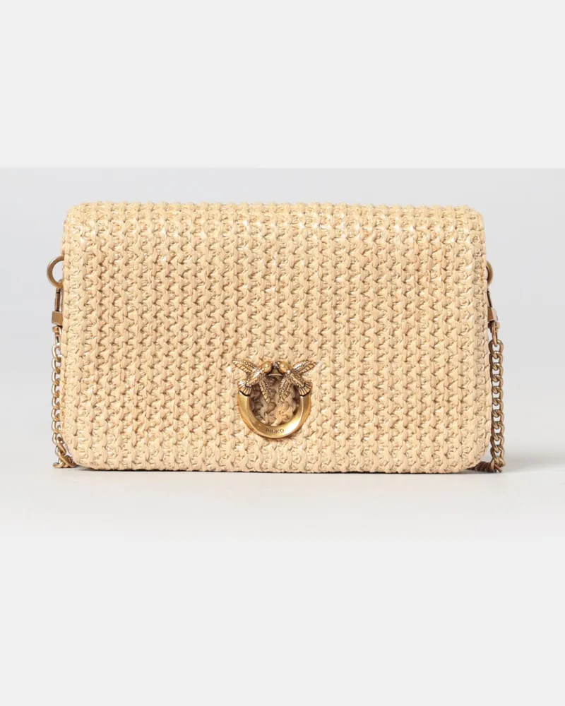 Pinko Love Bag Click Soft Horizontal Häkel-Raffia-Clutch Rope