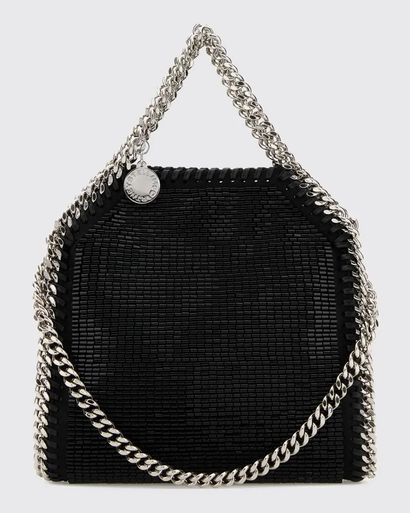 Stella McCartney Bestickte Falabella Handtasche aus Alter Mat mit Perlen Schwarz