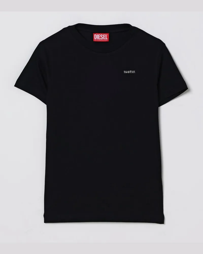 Diesel Baumwoll-T-Shirt mit Mini-Logo Schwarz