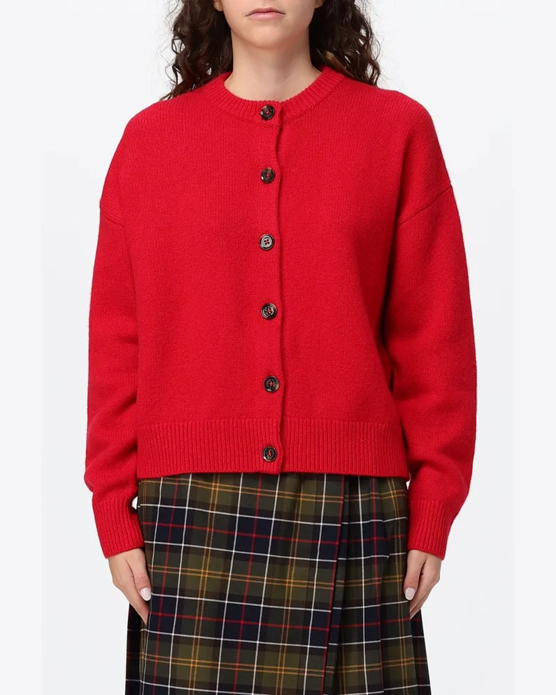 Barbour Cardigan aus Woll-Kaschmir-Mischung mit Knopfverschluss Rot