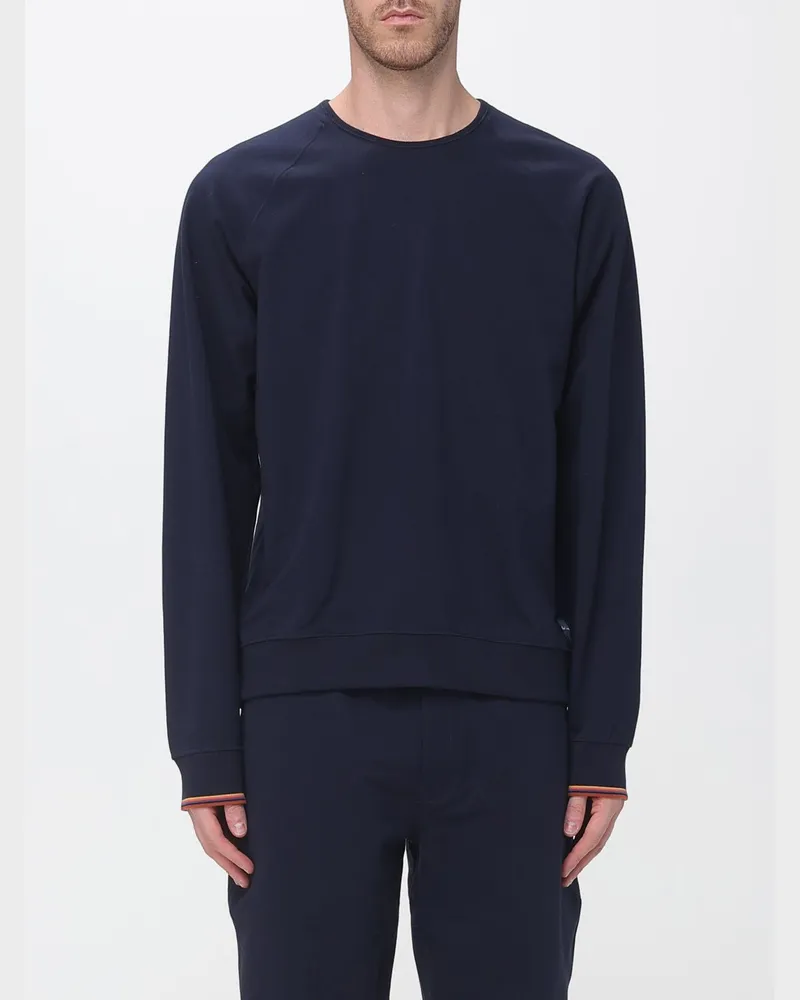 Paul Smith Baumwoll-Sweatshirt mit Rundhalsausschnitt, langen Ärmeln und Rippbündchen Navy