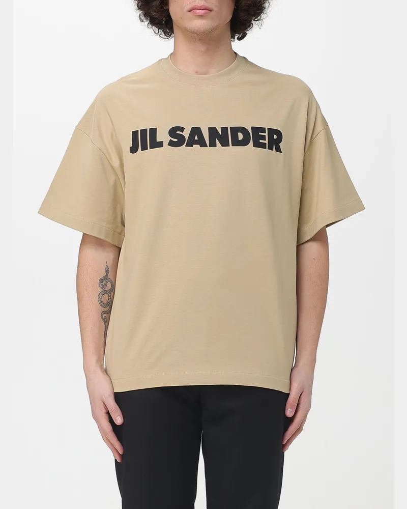 Jil Sander Baumwoll-T-Shirt mit Logo Beige