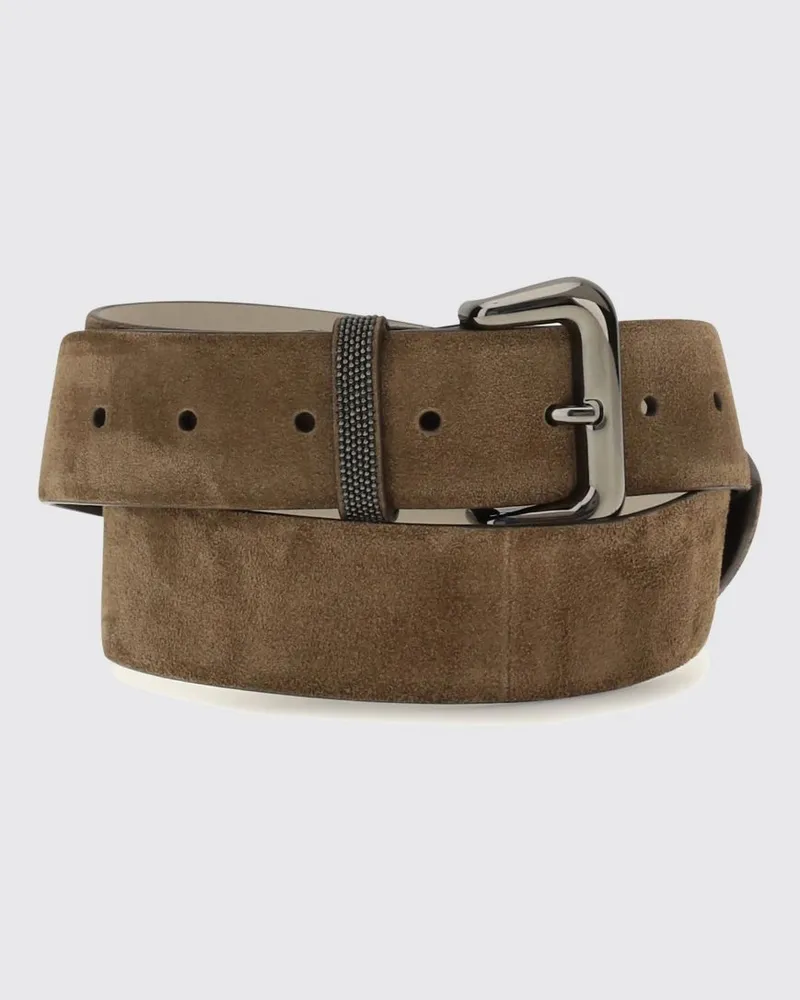 Brunello Cucinelli Gürtel aus Kalbswildleder mit Monili-Detail Braun