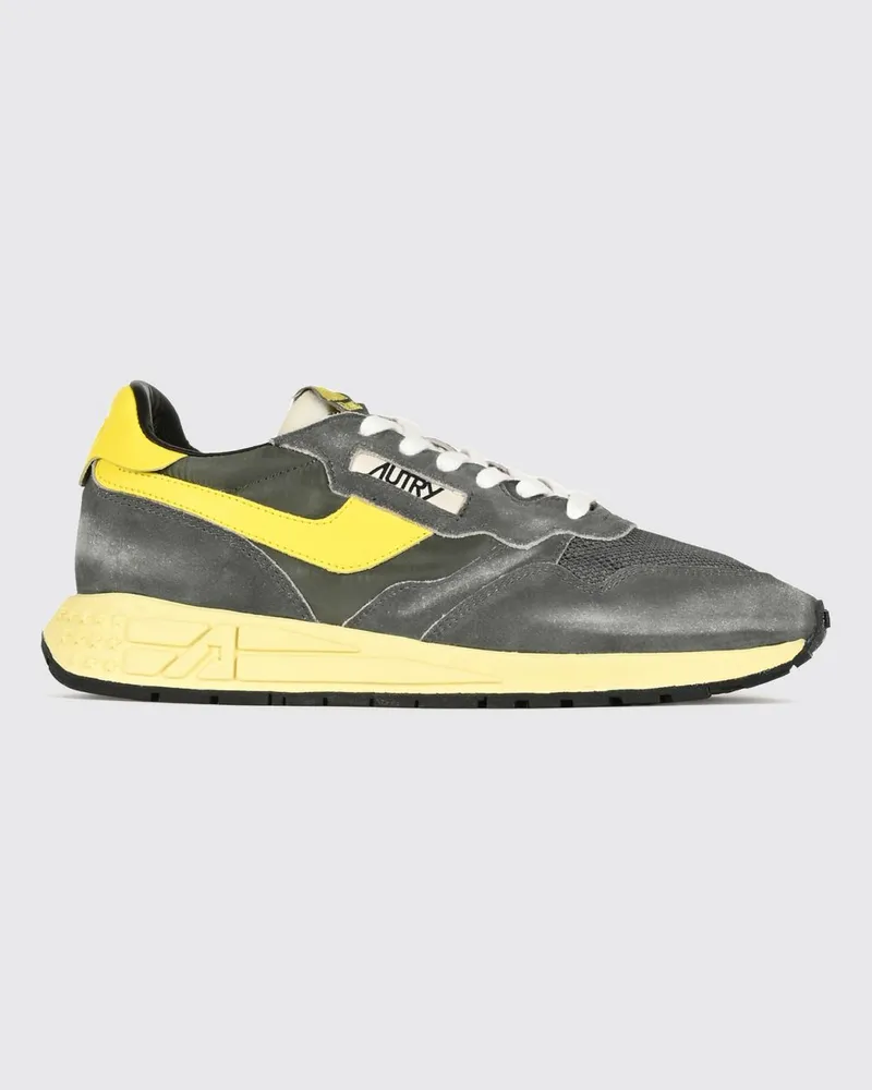 AUTRY Reelwind Sneaker aus Leder und Nylon mit Used-Effekt Grau