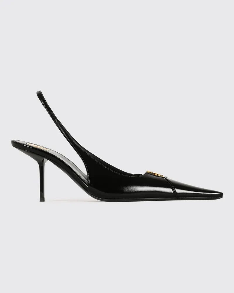 Saint Laurent Babylone Breteuil Slingback-Pumps aus gebürstetem Leder mit mittlerem Absatz Schwarz
