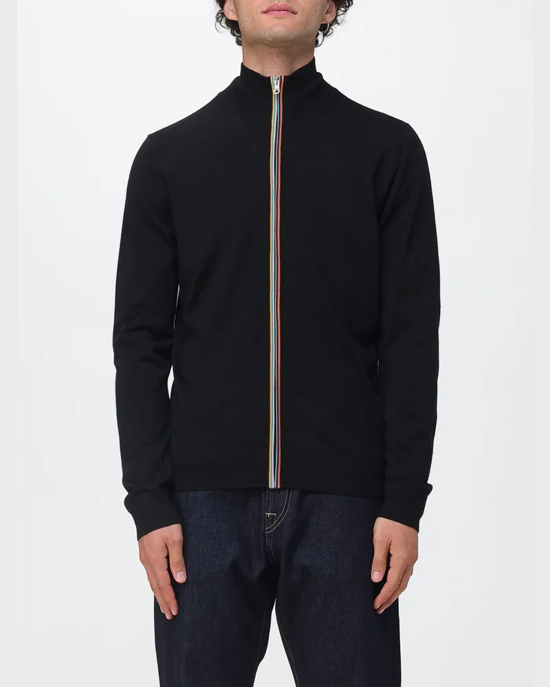 Paul Smith Zip-Cardigan aus Merinowolle mit Stehkragen und schrägen Taschen Navy
