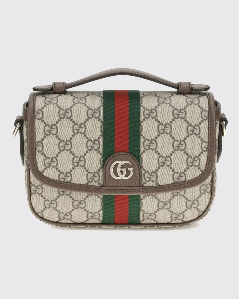 Gucci Kleine Umhängetasche Ophidia aus GG Supreme-Canvas mit Webstreifen Braun