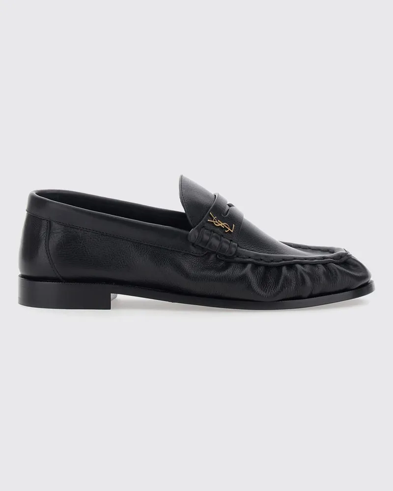 Saint Laurent Le Loafer Loafer aus glattem Kalbsleder mit YSL-Monogramm Schwarz