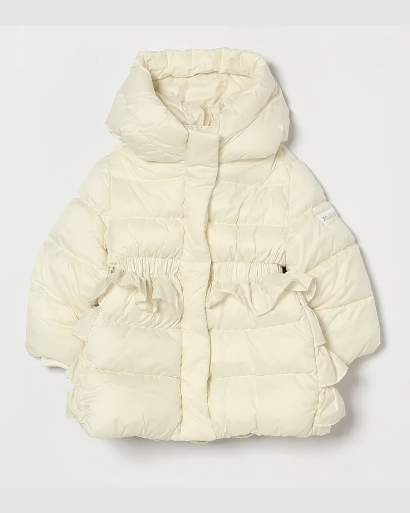 Monnalisa Wasserabweisende Nylon-Daunenjacke für Mädchen mit Rüschen Weiß