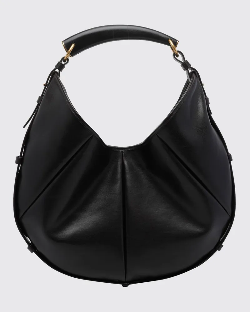 Saint Laurent Mittlere Mombasa Hobo-Tasche aus Leder mit skulpturalem Griff Braun