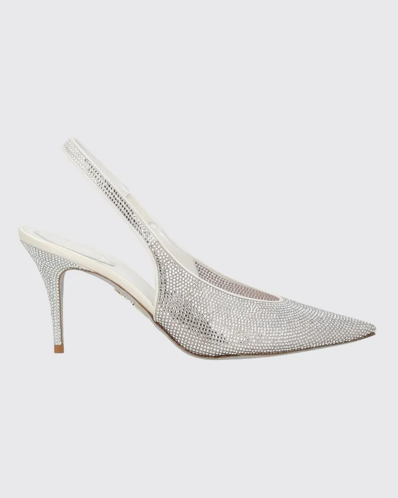 René Caovilla Jinny High-Heel-Slingbacks mit applizierten Kristallen Silber