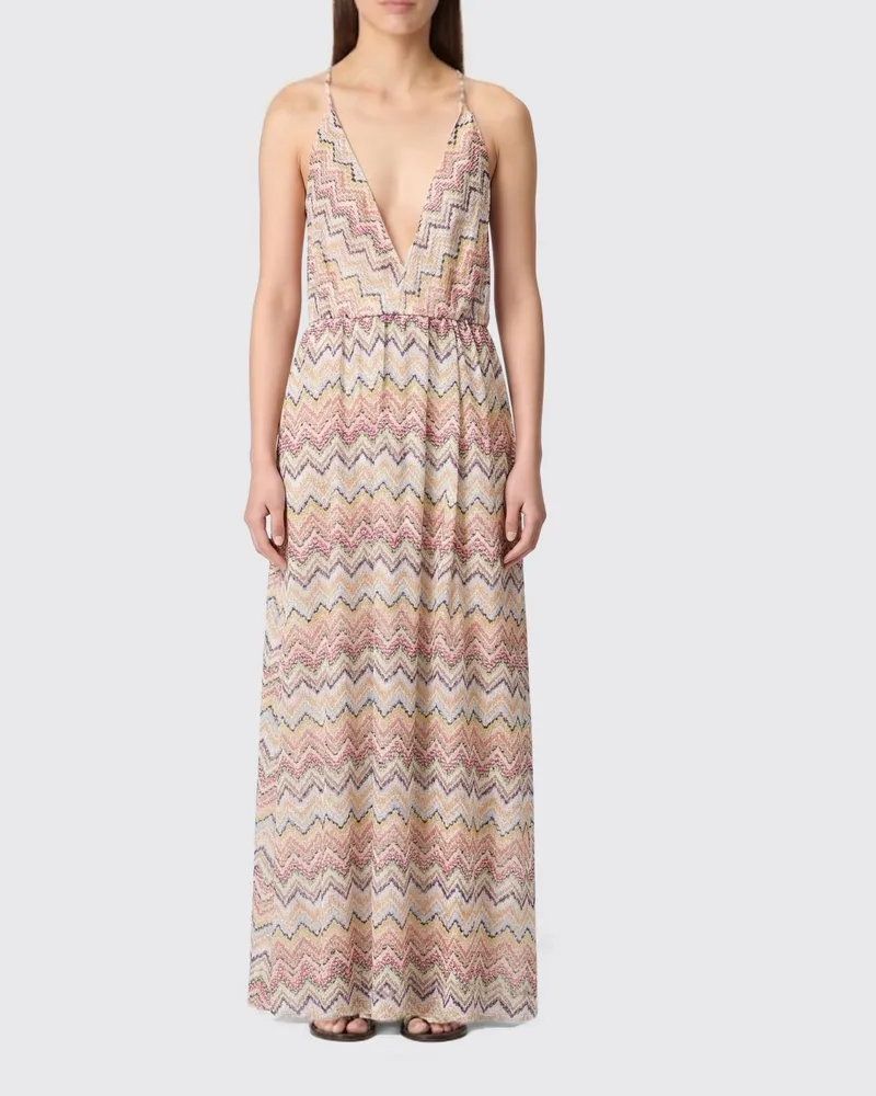 Missoni Langes Jerseykleid von mit ikonischem mehrfarbigem Zickzackmuster Bunt