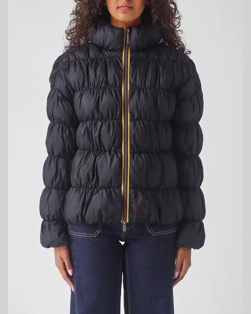 K-Way Kurze wasserdichte Rayon-Daunenjacke Frayn mit Trichterkragen Blau