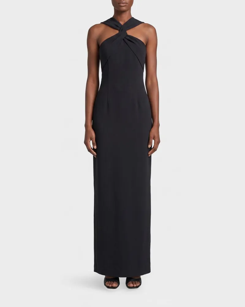 Solace London Langes Crêpe-Kleid Schwarz