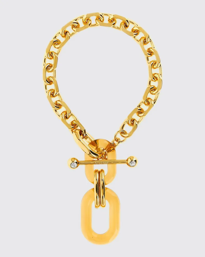 Paco Rabanne Choker-Halskette aus Messing und Harz mit geprägtem Logo Gold