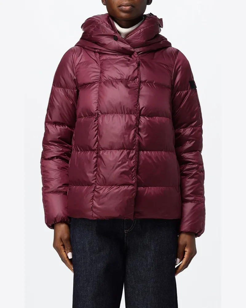 Peuterey Kurze Stepp-Daunenjacke aus Nylon mit Kapuze und wasserabweisendem Finish Burgunderrot