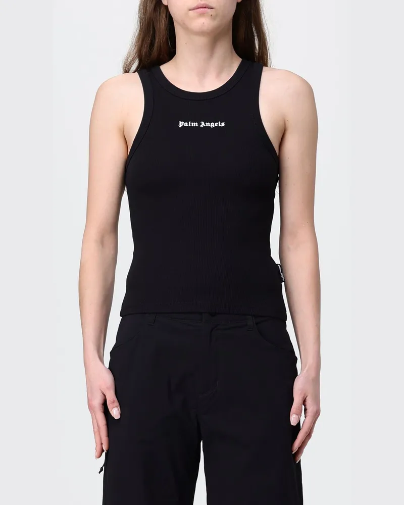 Palm Angels Top aus Baumwollmischung mit Logo Schwarz