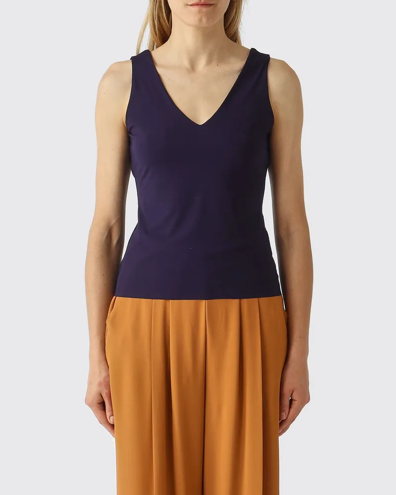 Maliparmi Ärmelloses Slim-Fit-Top mit V-Ausschnitt aus Jersey Navy
