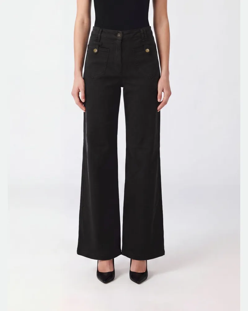 Liu Jo High-Waist Wide-Leg Jeans aus schwarzem Stretch-Denim Schwarz