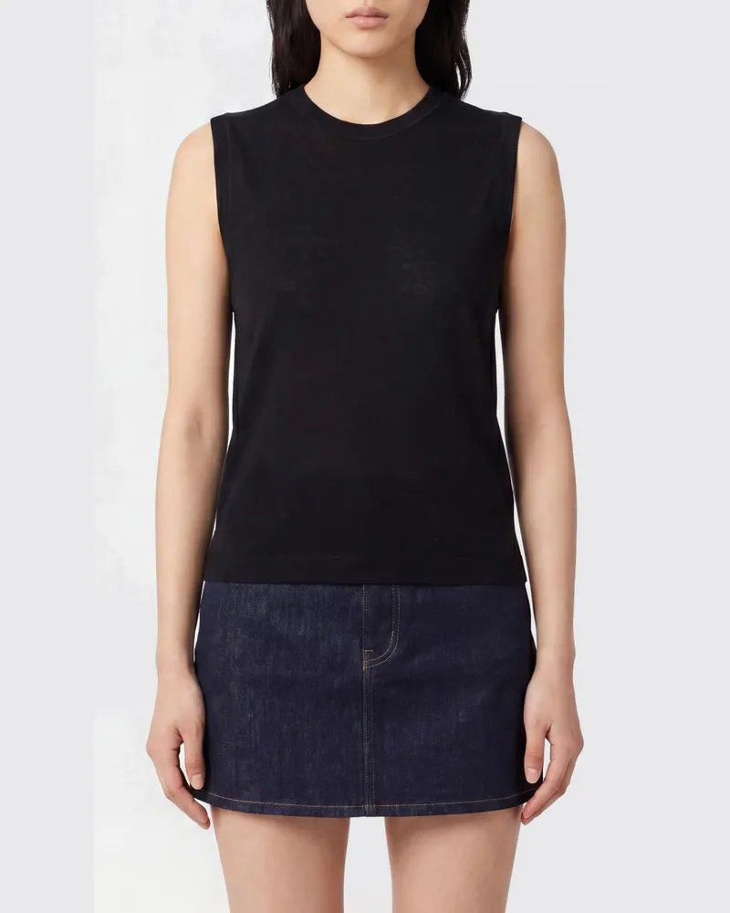 AMI Paris Slim-Fit-Tanktop aus Baumwolle mit Ton-in-Ton-Logo und Rundhals Schwarz