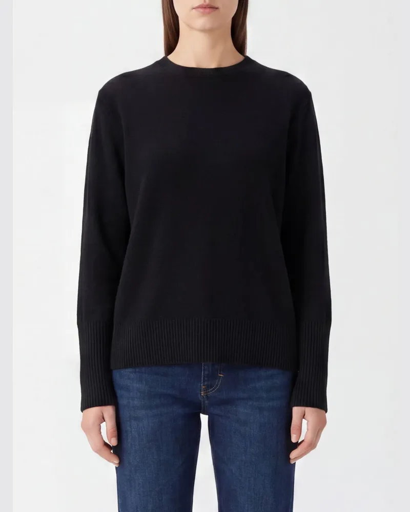 The Row Pullover mit Rundhalsausschnitt aus 100% Kaschmir und überschnittenen Schultern Schwarz