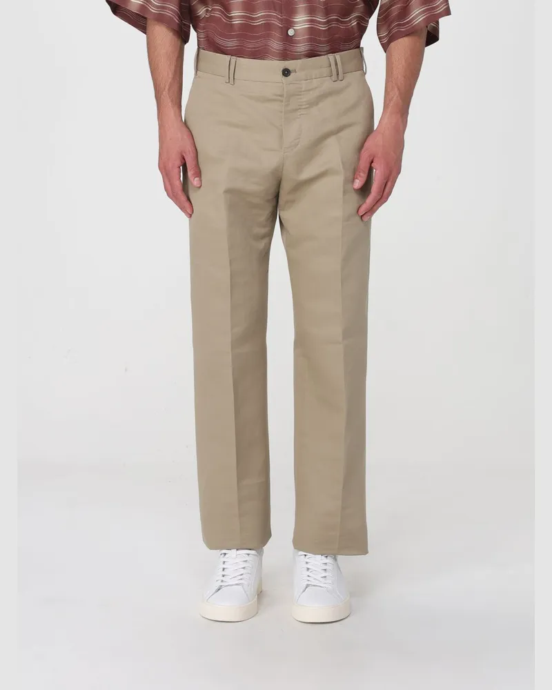 PT TORINO Chino-Hose aus Baumwolle und Leinen Beige
